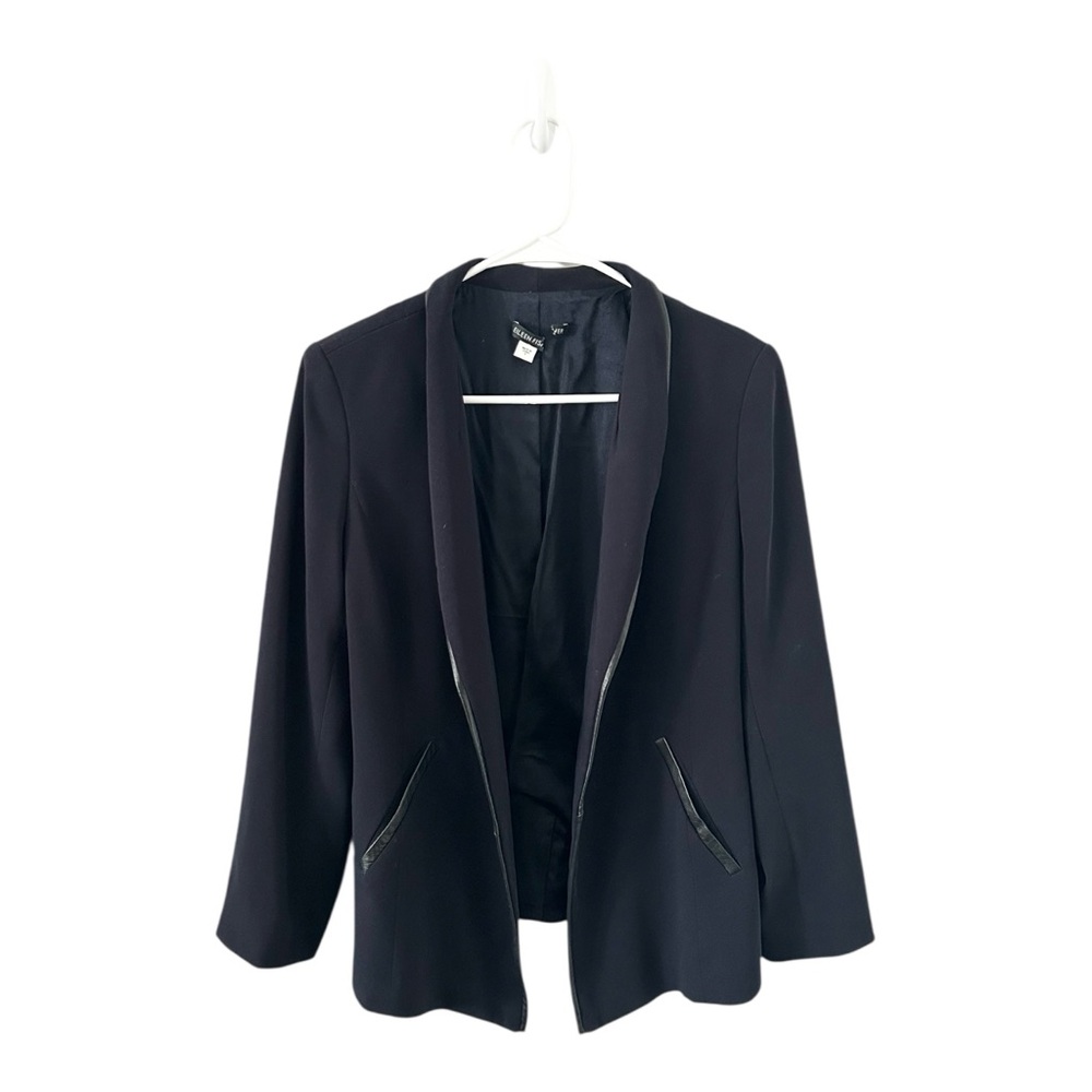 Eileen Fisher Blazer with Faux Leather Trim Size Small‎